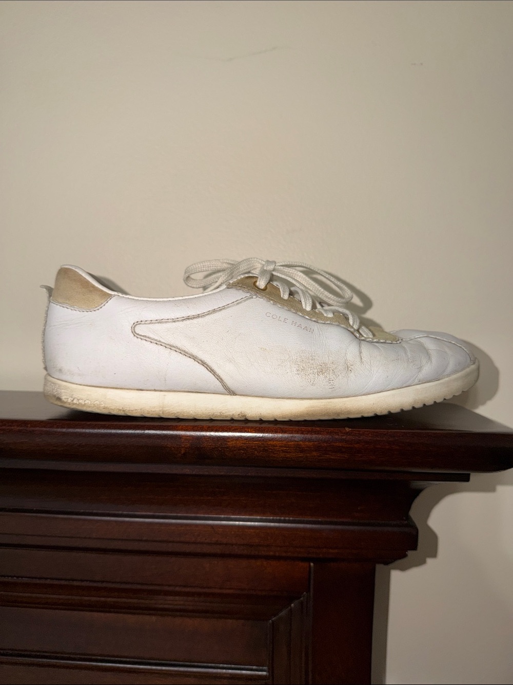 Cole Haan 8 Grandpro Leather Turf Sneakers white leather Brazilian tan suede